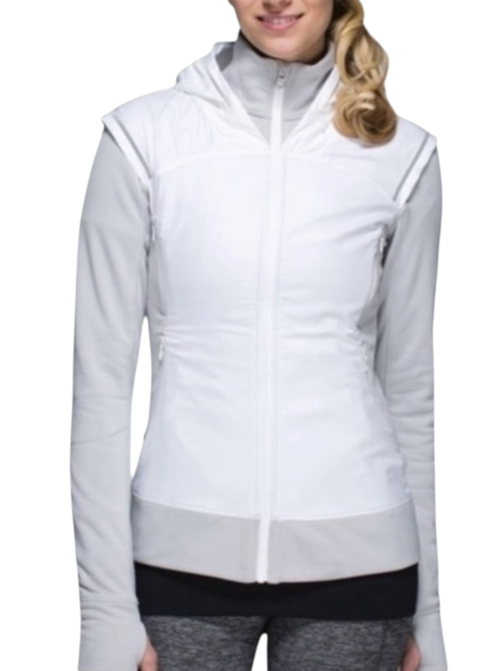 LULULEMON Snug Sprinter Jacket in White/Gray Silver Spoon Size 10 -- FUN!!!